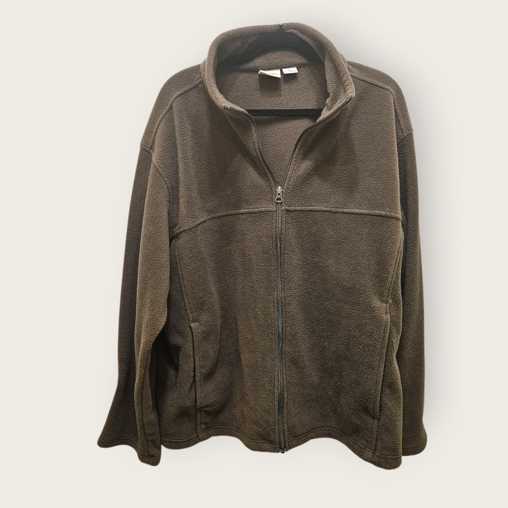 Bass Pro Shops Mens XL Olive Brown Fleece Full Zip Jacket Polyester Outdoor Hike